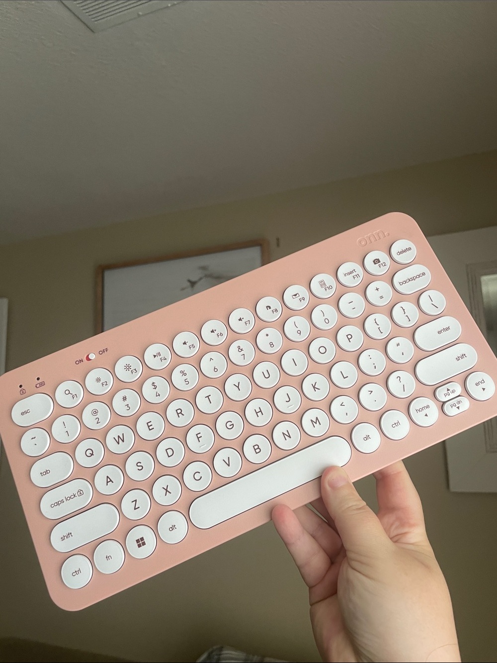 Onn. Compact Wireless Keyboard in Blush Pink